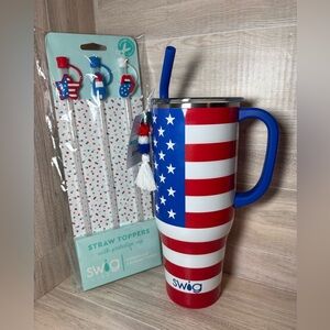 Swig Life All American Mega Mug Flag 40oz Cup and straw pack